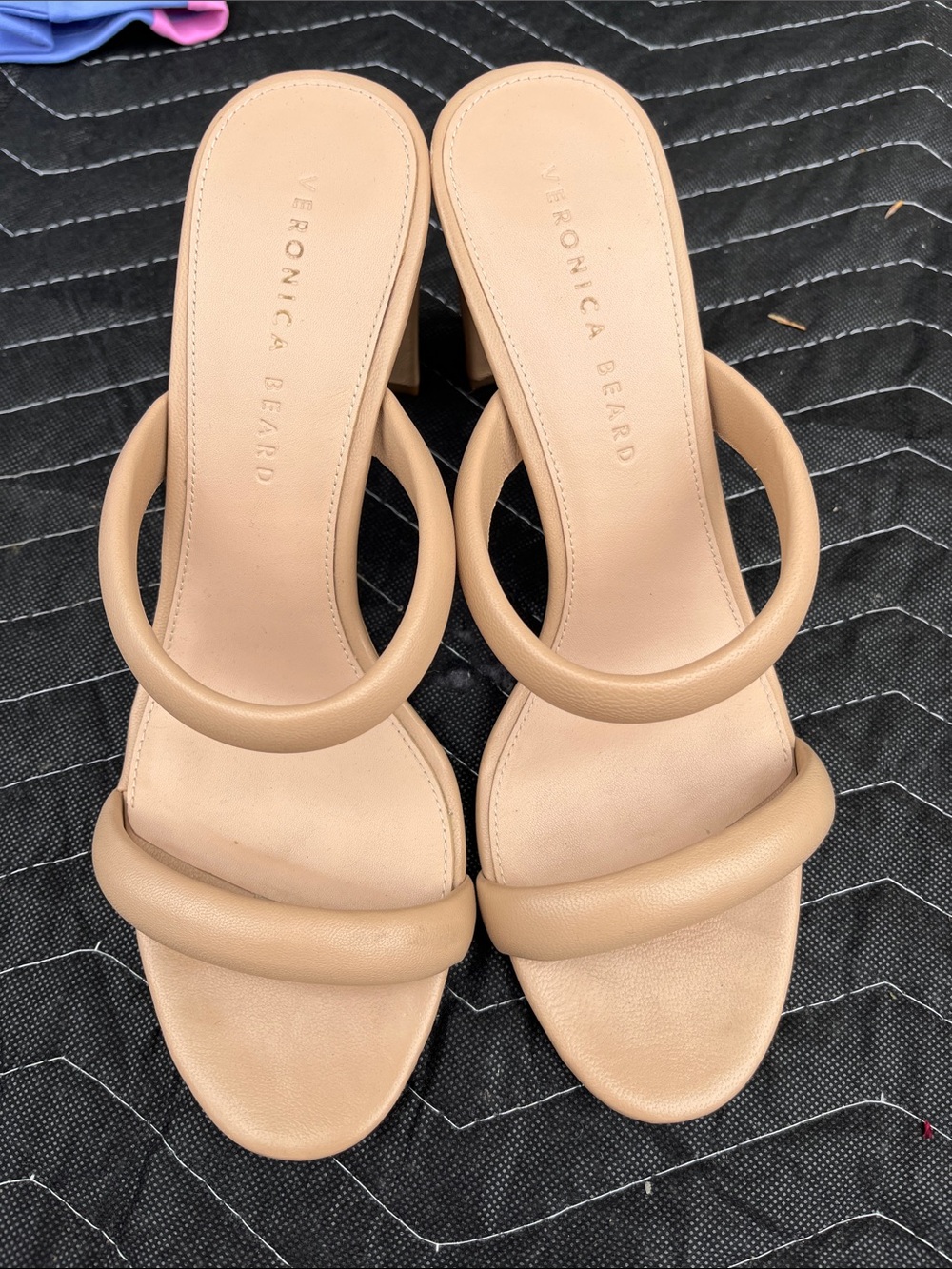 Veronica Beard Blush Tan Ring-Strap Block Heels